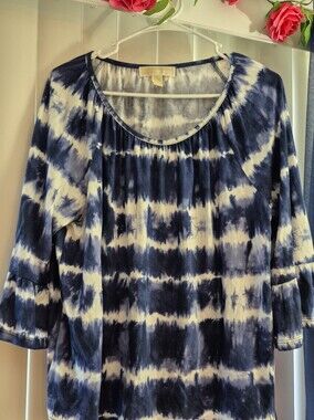 Michael Kors Tie Dyed Jersey. Blue & White. SIZE LARGE